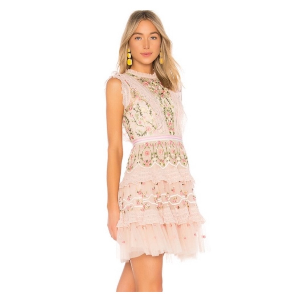 NWT Needle and Thread Lattice Rose Lace Pink Dress Size 10